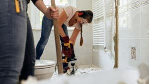 woman working home renovations